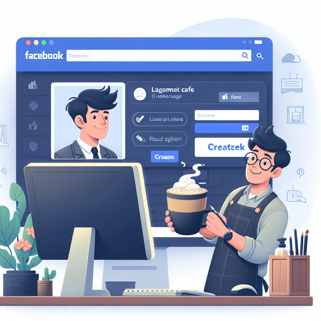Southeast Asian business owner creating Facebook page interface