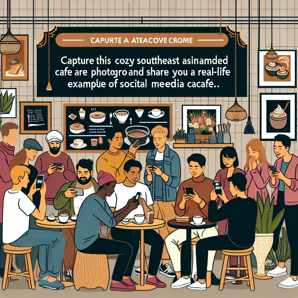 Cozy scene of guests taking photos in a café