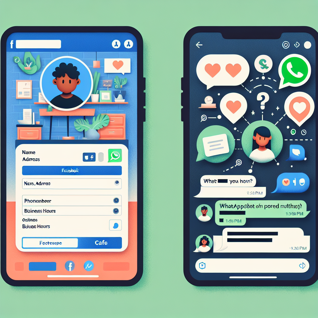 Facebook business page contact information setup and WhatsApp integration example